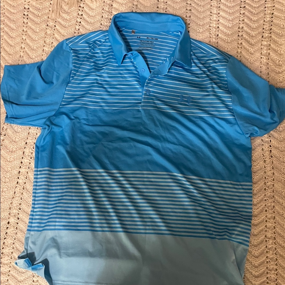 Under Armour Men's Aqua Striped Polo Shirt